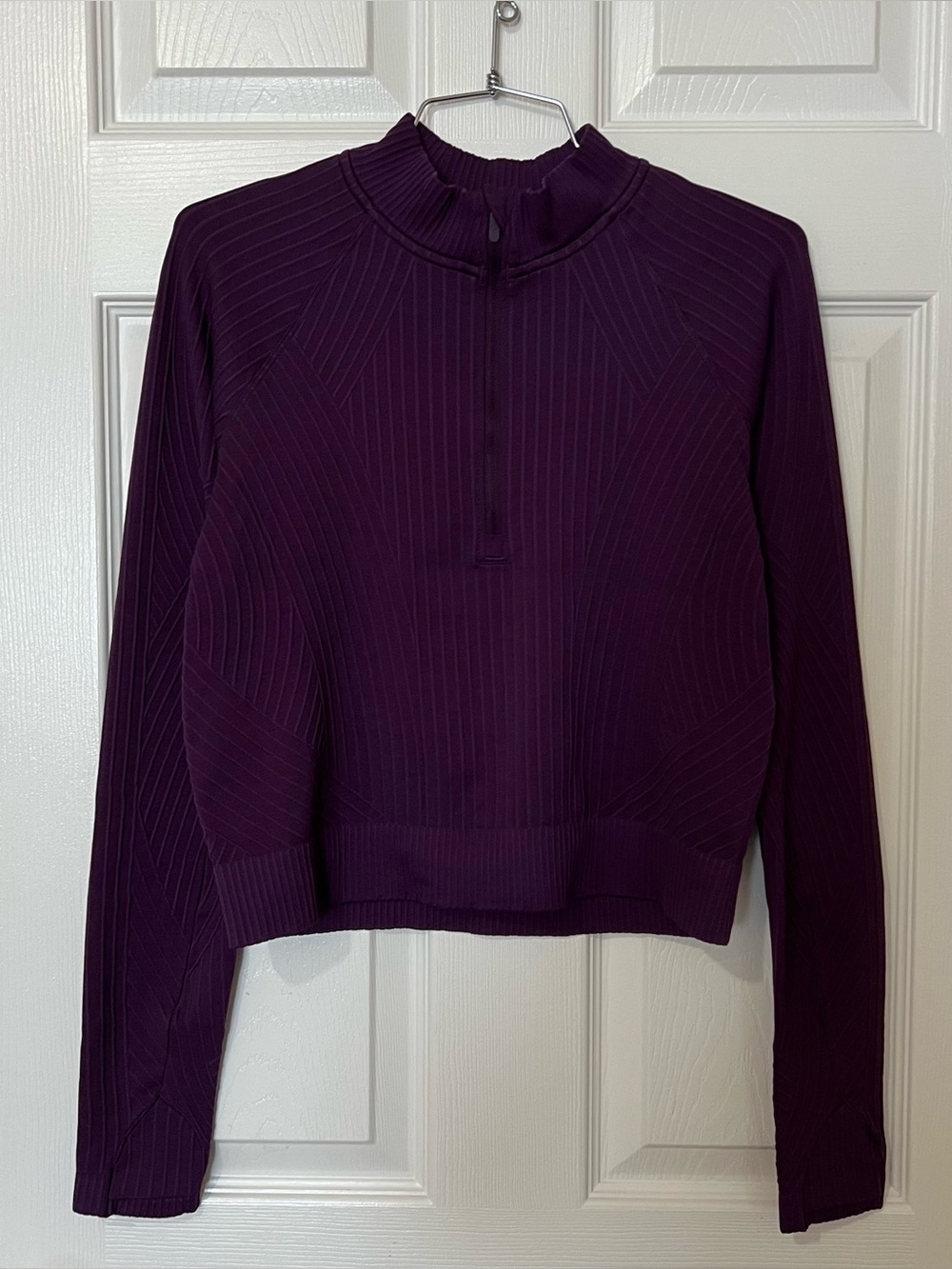 Lululemon Rest Less Cropped Quarter Half Zip Jacket Sweater Plum - Picture 3 of 11